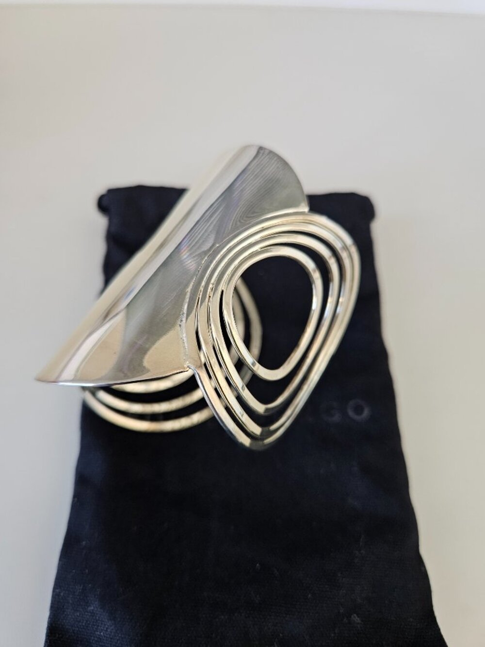 Eddie Borgo Silver Plated Large Cuff Bracelet STRIKING! - Picture 3 of 5